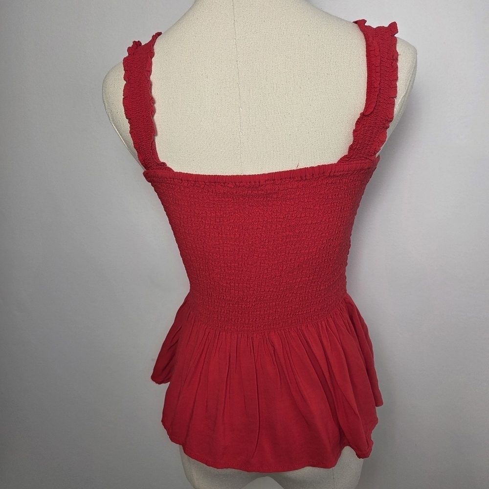 Elodie Red Smocked Peplum Tank Top - Picture 5 of 12